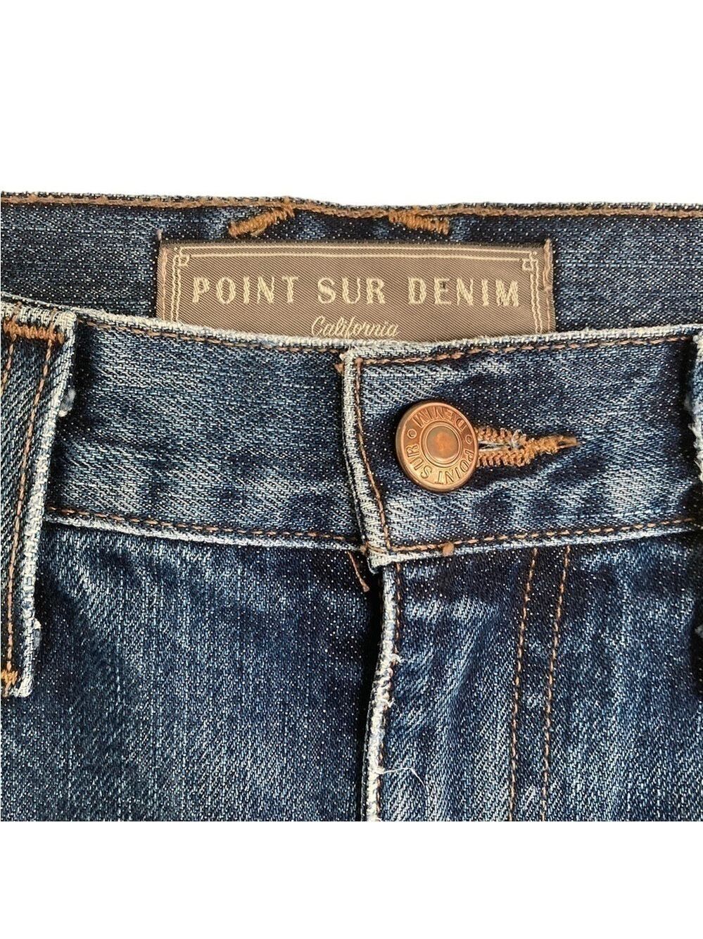 Point Sur Shoreditch Straight Leg Raw Hem Denim Jeans Patch Distressed sz 28 - Picture 11 of 15